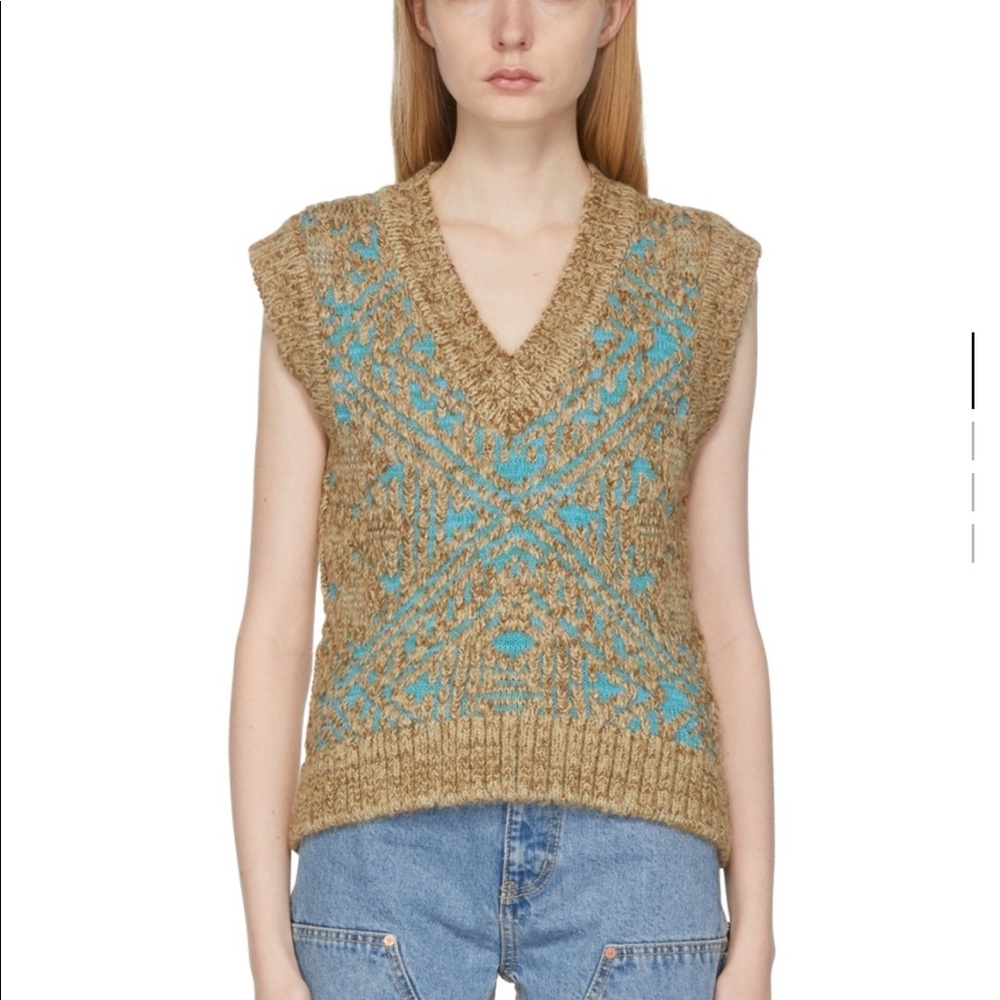 Brand New Anderson Bell Beige&Blue Heavy Jacquard Fran Vest